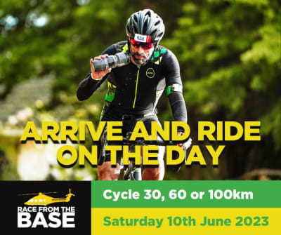 Arrive and ride on the day. Race from the Base. Cycle 30, 60 or 100km. Saturday 10th June 2023.