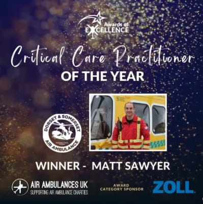 Critical Care Practitioner of the year winner Matt Sawyer